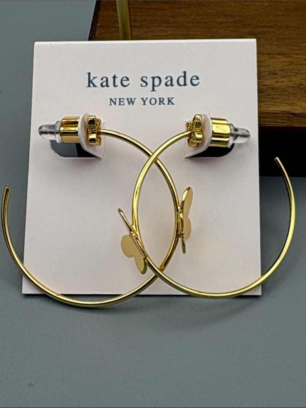 kate spade Gold Butterfly Hoop Earrings